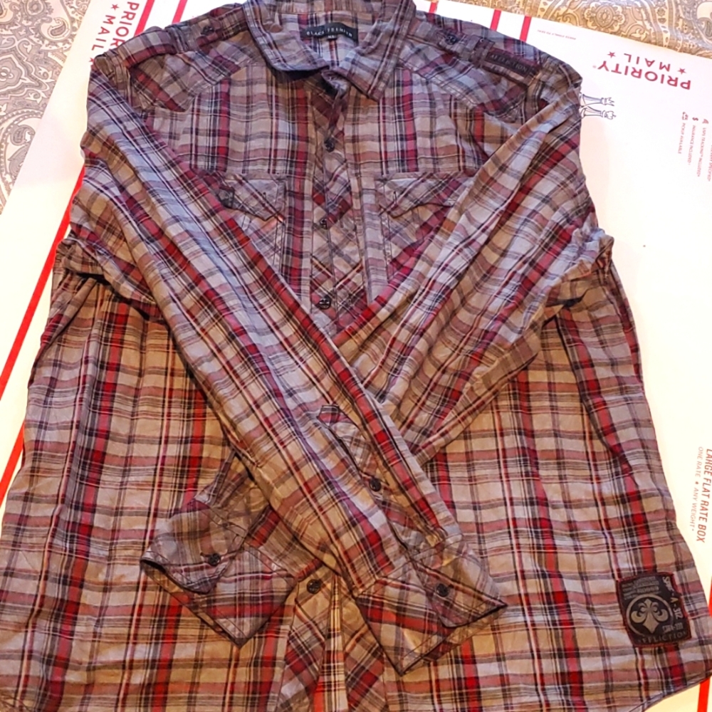 Men's xl Affliction black premium long sleeve button up